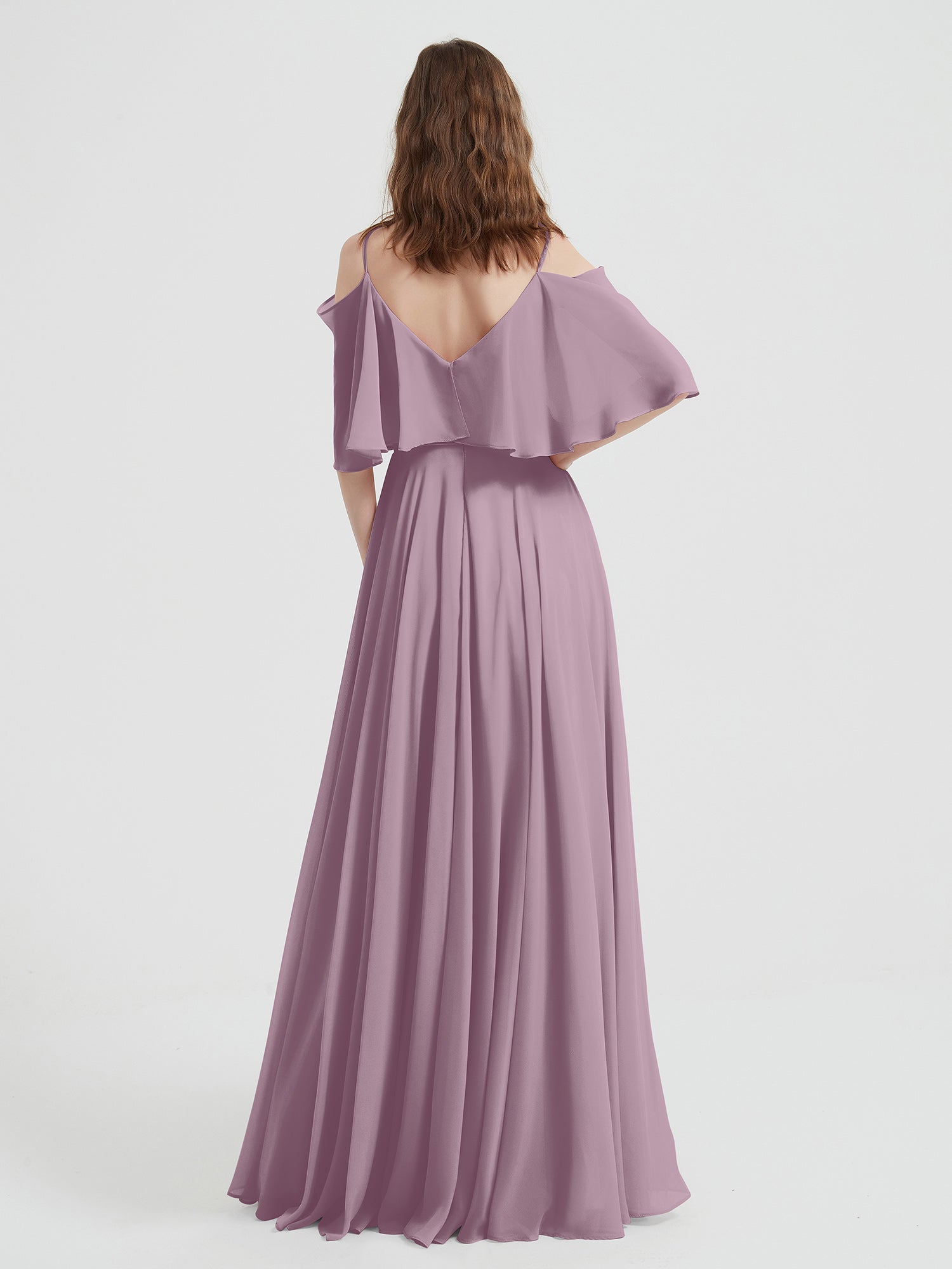 Spaghetti Strap Dresses with Flutter Sleeves Vintage Mauve